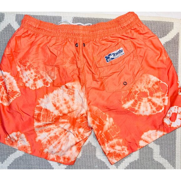 Trunks Surf & Swim Co. Mens Swim Shorts Size L Orange & White With Drawstring - Picture 2 of 3